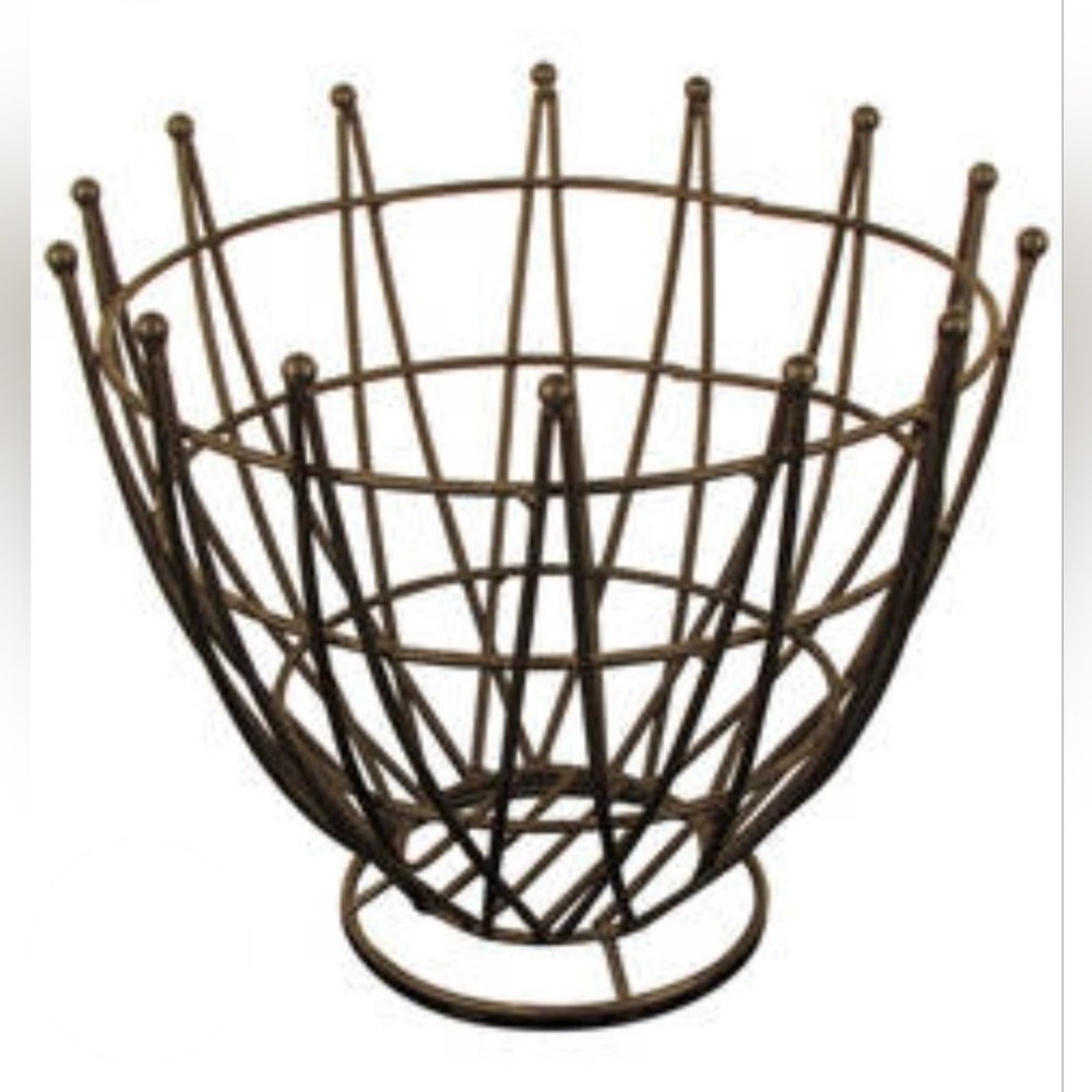 Mid Century Wrought Iron Wire Fruit Bowl Large Sculptural Austrian